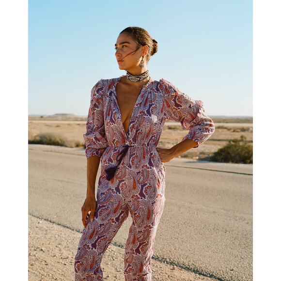 DESERT QUEEN SALOME JUMPSUIT PURPLE PAISLEY NWT|Sz:34/US 2  Ret$348 - Picture 1 of 3